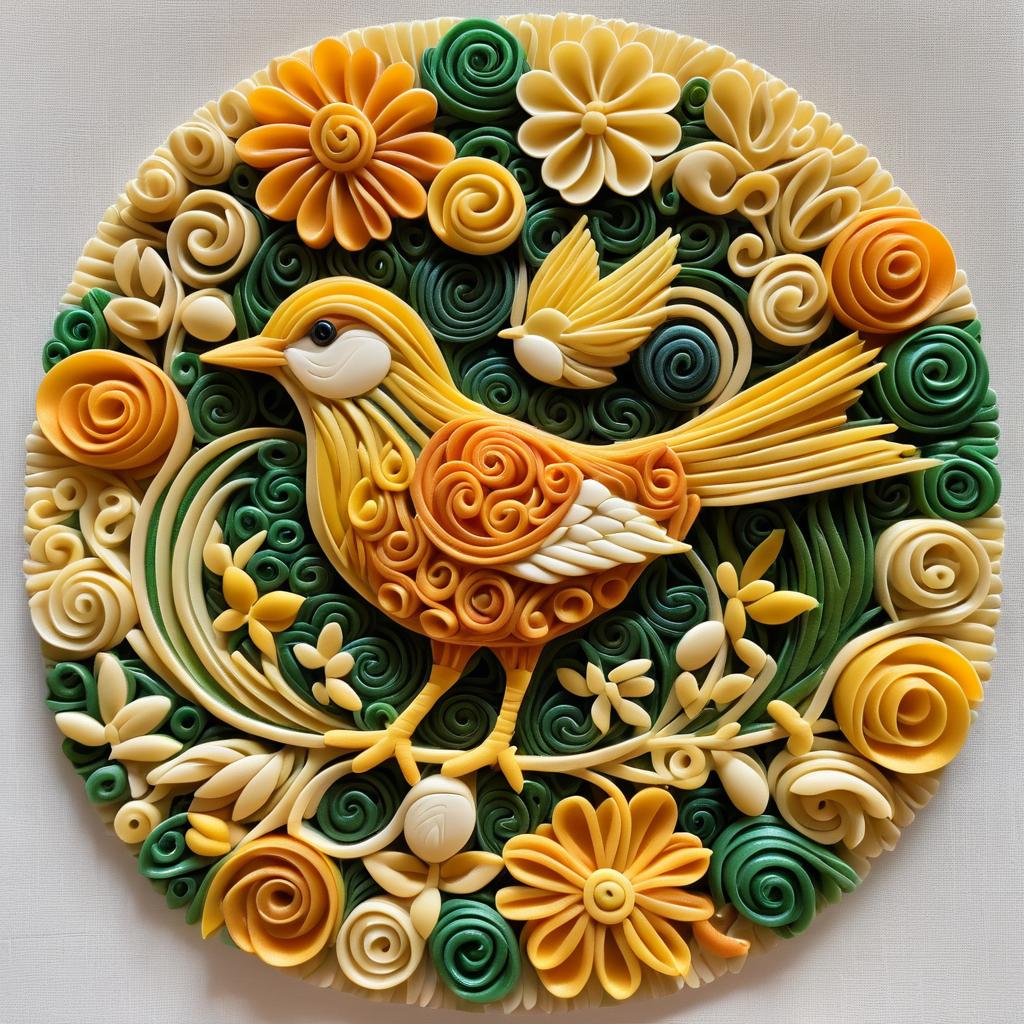 Creative Pasta Art: Bird Sculpture Design