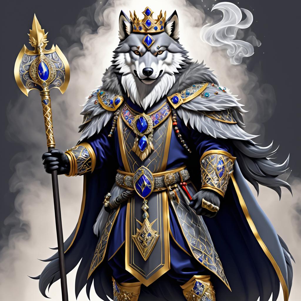 Regal Anthropomorphic Wolf King