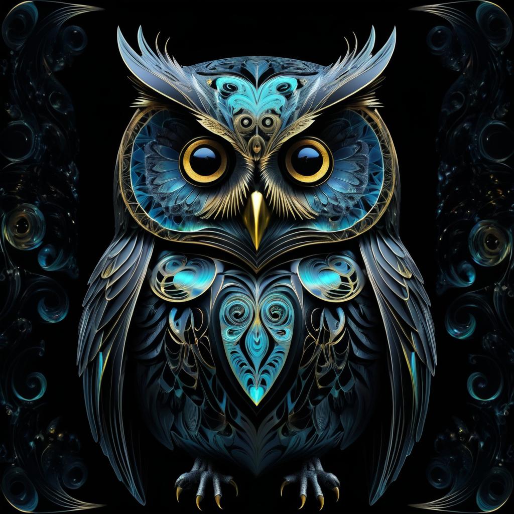 Dali-Inspired Holographic Owl Art