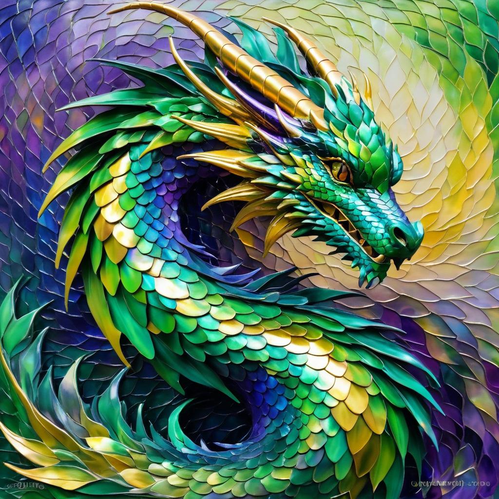 Iridescent Dragon in Impressionist Style