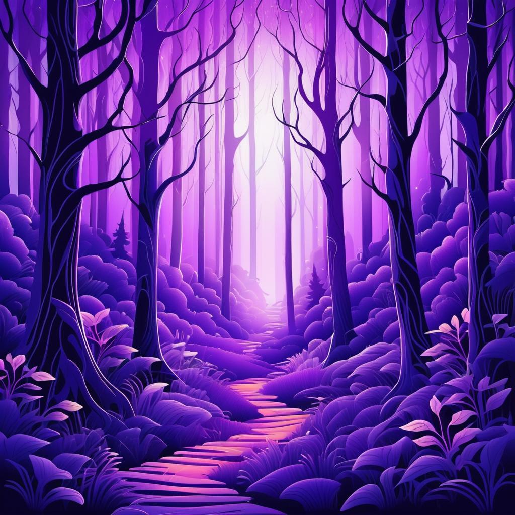 Enchanting Purple Magical Forest Illustration