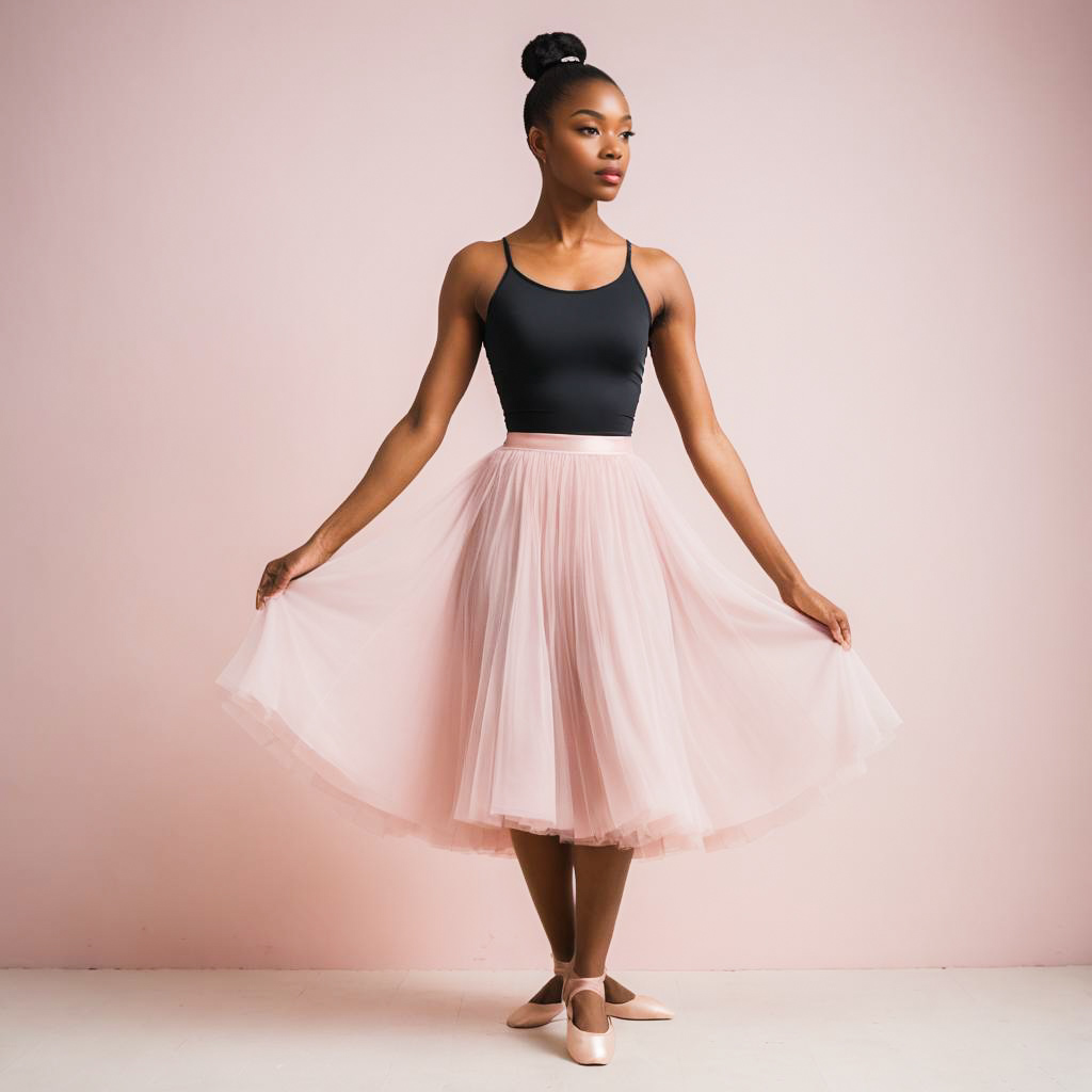 Elegant Ballet Dancer in Soft Pink Studio