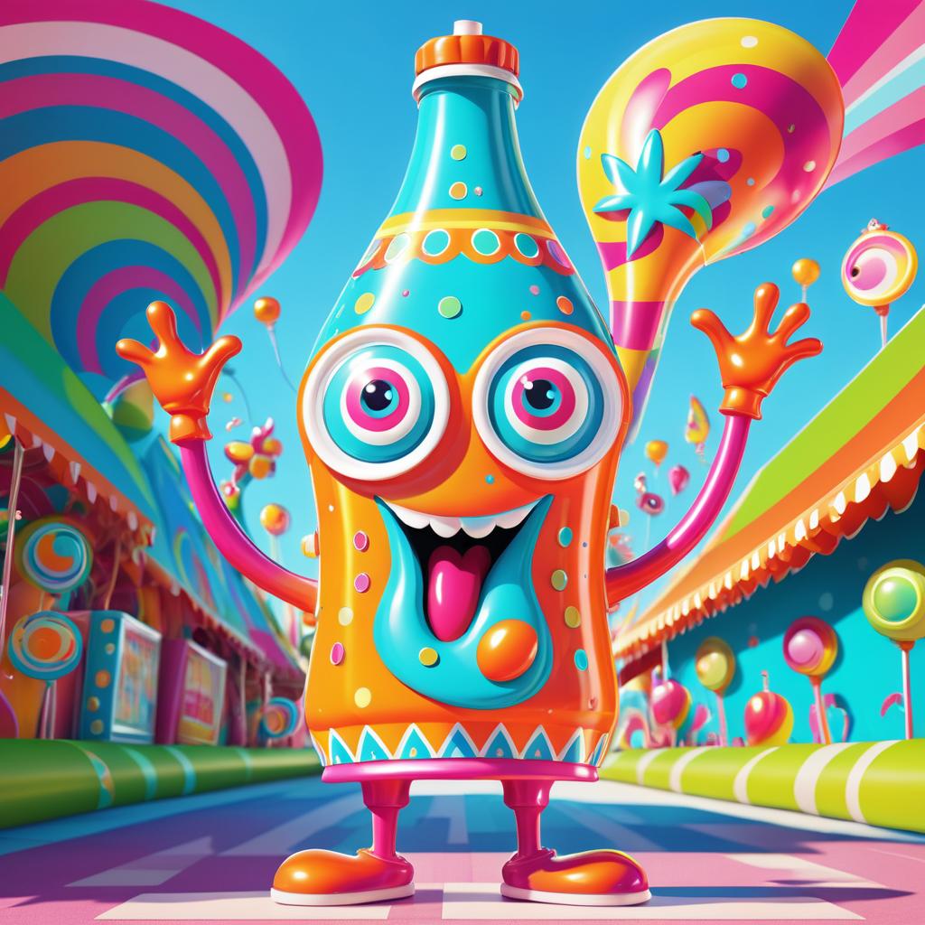 Whimsical Soda Bottle in a Carnival