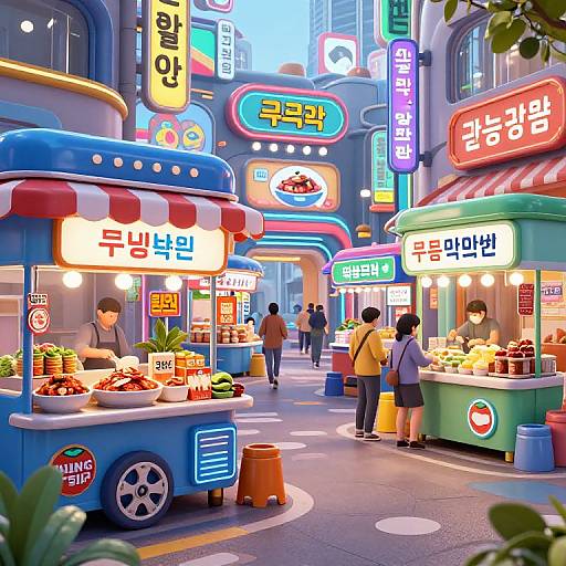 Futuristic Seoul Market Digital Art