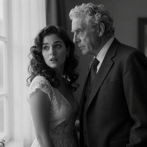 Intense Conversation by Window in Black and White