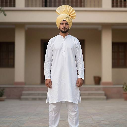 Man in Turban Wearing Bhangra Costume