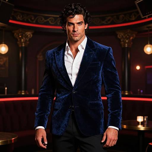 Mediterranean Man in Velvet Smoking Jacket