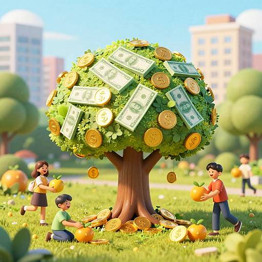 Salary Growth Tree in Urban Park
