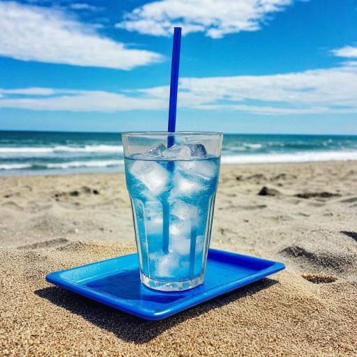 Glass of Ice Water on Beach Tray