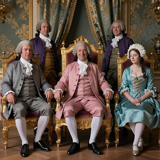 18th Century Aristocrats Seated on Ornate Thrones