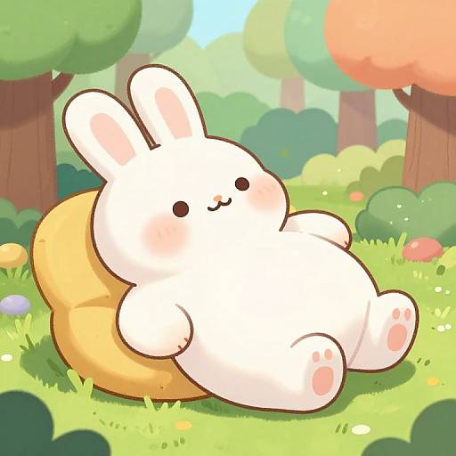 Whimsical Oversized Rabbit in Forest