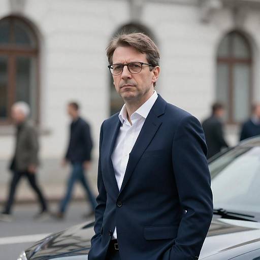 Serious Businessman Beside Car, Shallow Focus