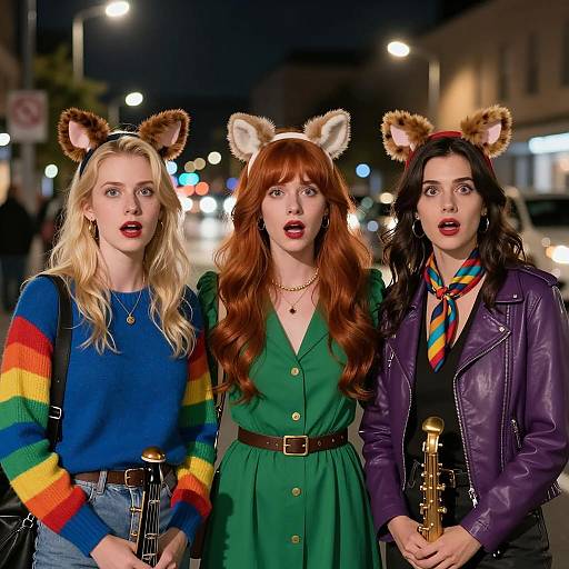 Surprised Women with Animal Ear Headbands