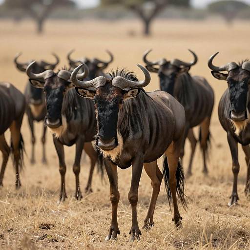 Wildebeests in a Golden Grassland