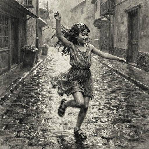 Joyful Girl Dancing in Rain