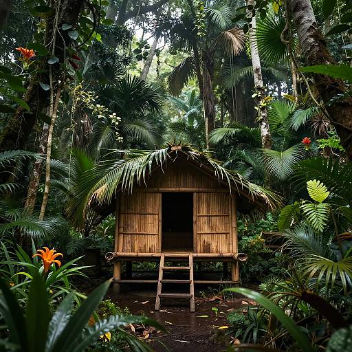 Tropical Bamboo Hut in Jungle