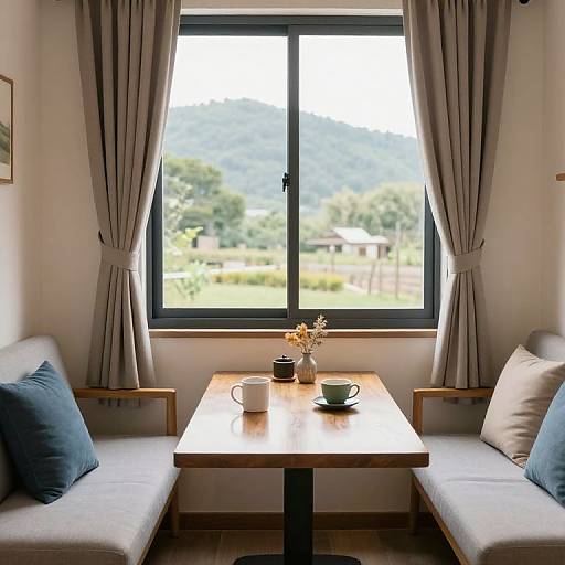 Cozy Wooden Table and Sofa Interior
