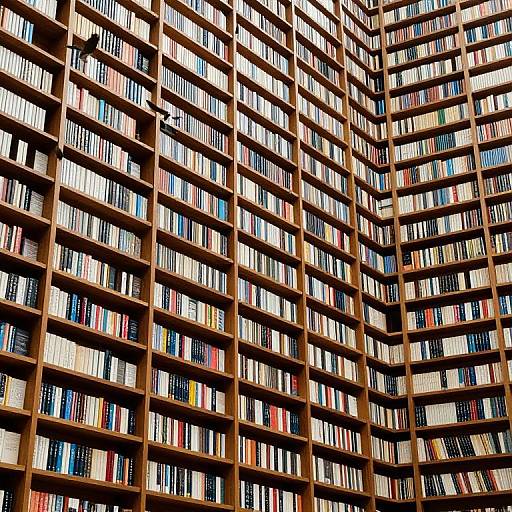 Endless Library with Soaring Birds