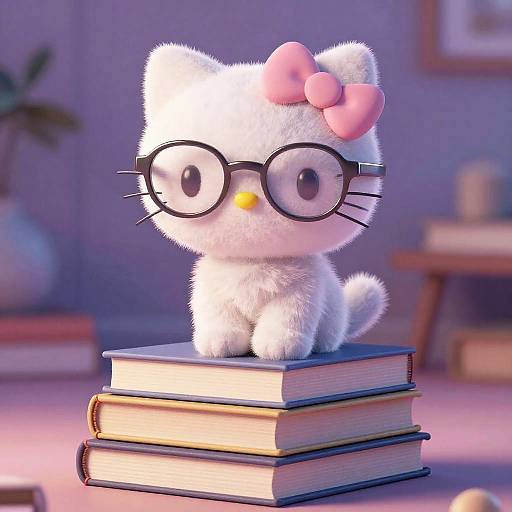 Kitty with Glasses on Classic Novels