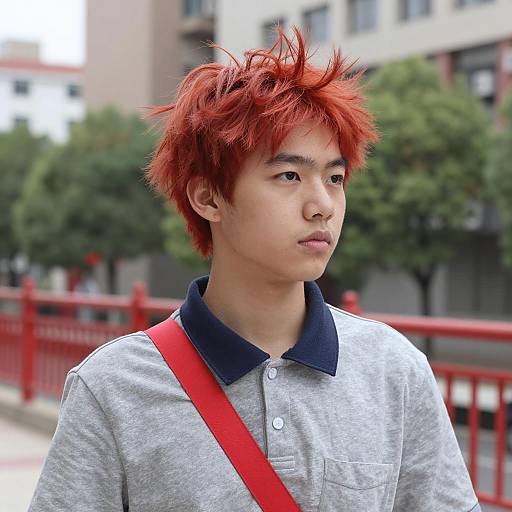 Urban Young Man with Spiky Red Hair
