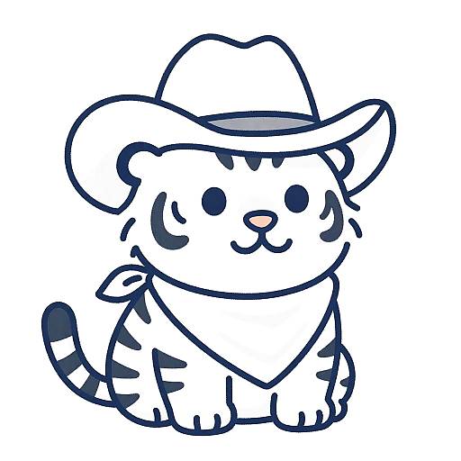 Whimsical Cartoon Tiger in Cowboy Hat