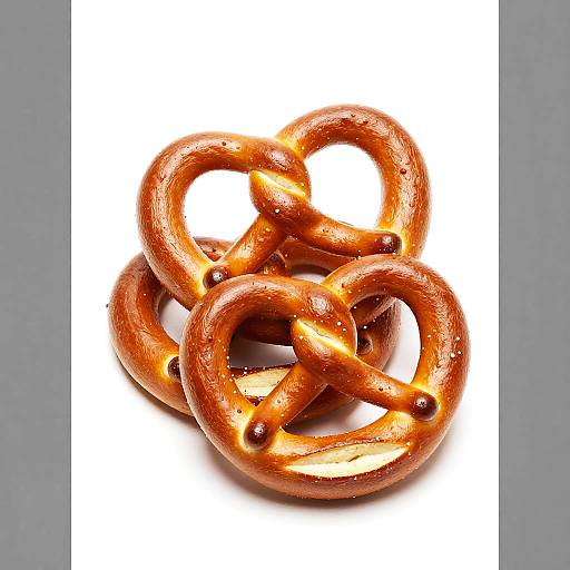 Golden Twisted Pretzels on White
