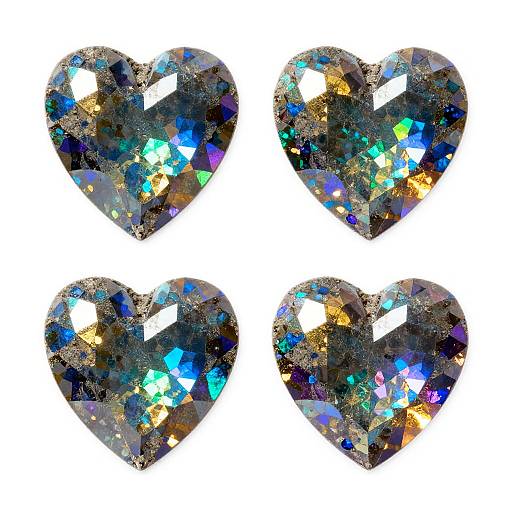 Iridescent Heart-Shaped Crystals Grid