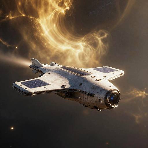 Solar Wind Corvette Under Plasma Aurora