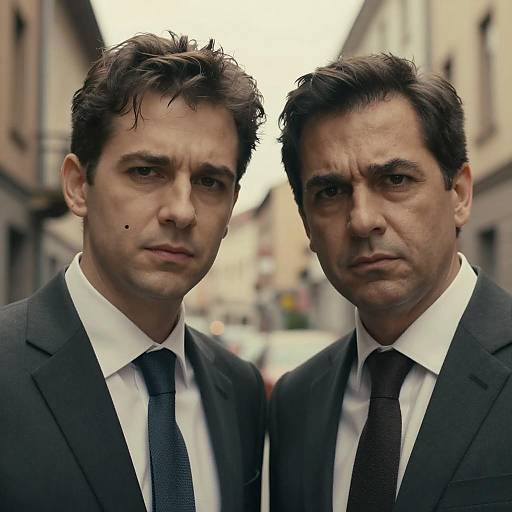 Intense Portrait of Two Men in Suits