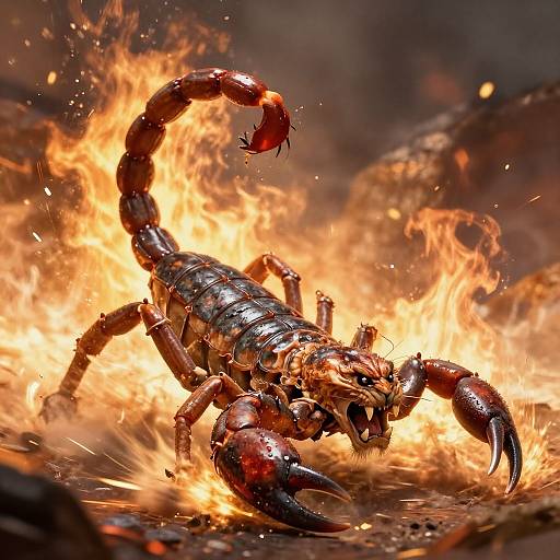 Epic Scorpion-Tail Lion Battle Stance