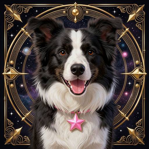 Smiling Border Collie in Outer Space