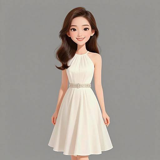 Elegant Woman in Ivory Dress