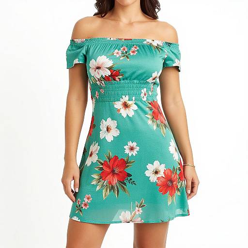Woman in Bright Floral Summer Dress