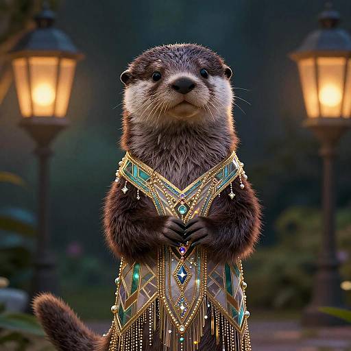 1920s Flapper Otter in Twilight Garden