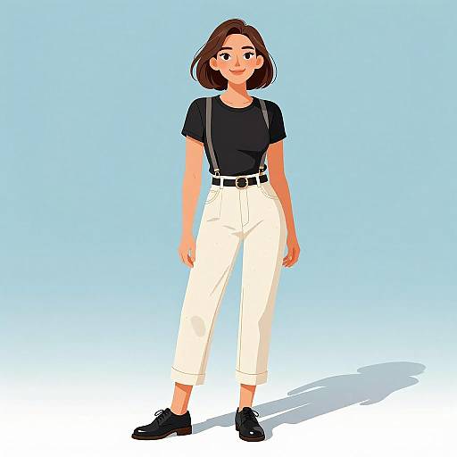 Modern Vintage Woman in Stylish Outfit