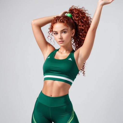 Sporty Female with Curly Crimson Hair