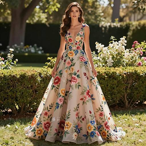 Elegant Floral Ball Gown in Garden