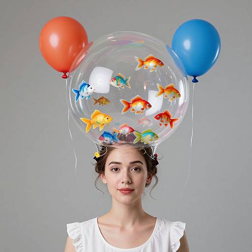 Whimsical Woman with Bubble Headpiece
