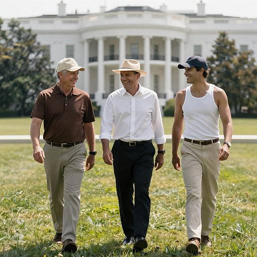 Three Friends Strolling on a Sunny Path