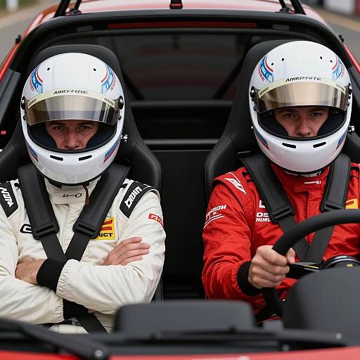 Intense Racing Drivers in Action Shot