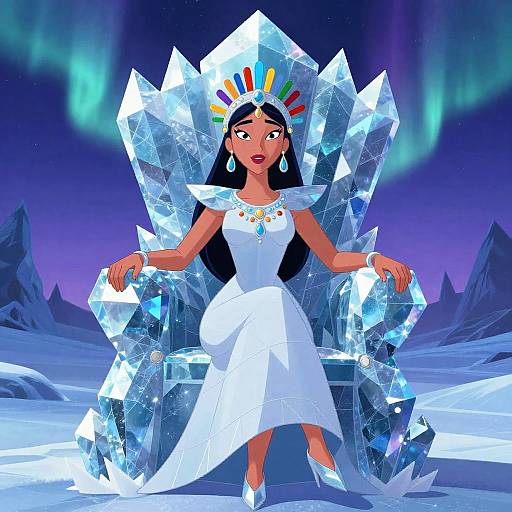 Retro Fashion Woman on Crystal Throne