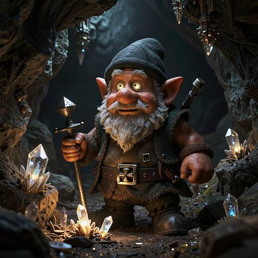 Young Dwarf Mining in Glowing Cavern