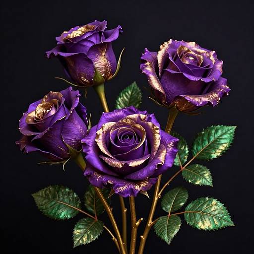 Photorealistic Purple and Gold Roses