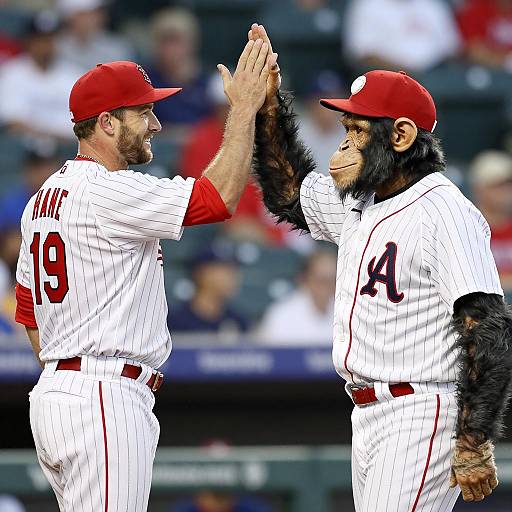 High-Five: Man and Chimp Celebrate