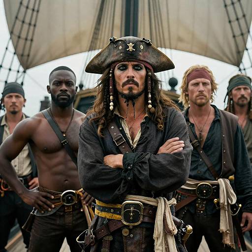 Rugged Pirates on Ship Deck