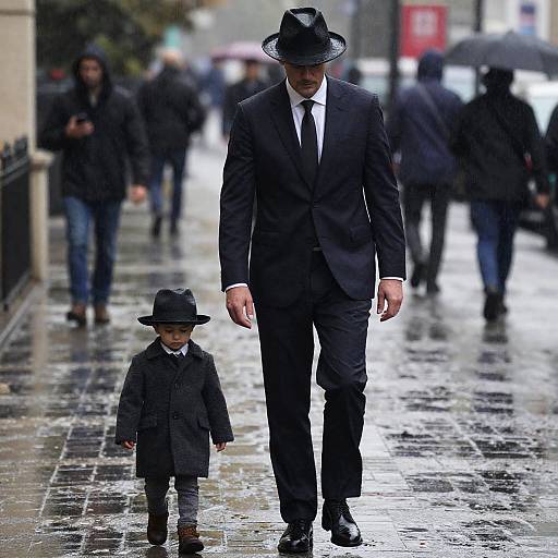 Stylish Duo Walking in the Rain