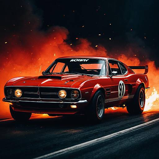 Cinematic Red Race Car in Dark Void