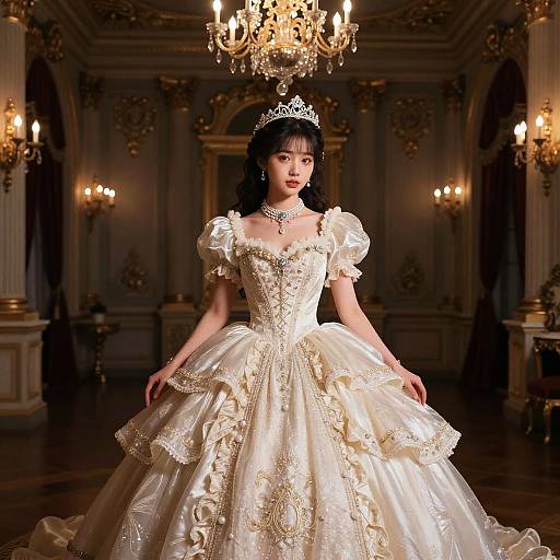 Photorealistic Girl in Baroque Ball Gown