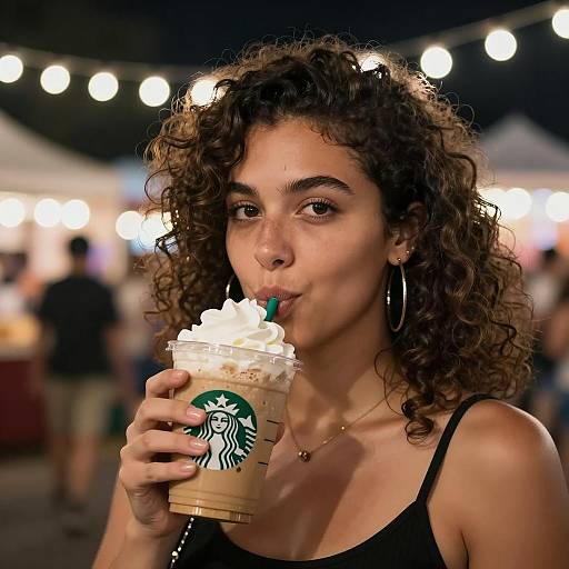 Night Market Delights: Curly Hair & Frappuccino
