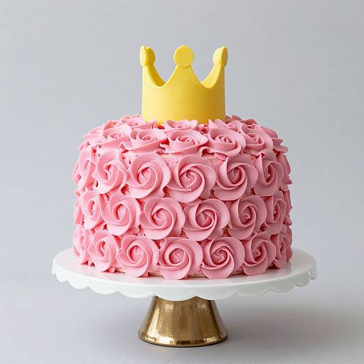 Elegant Pink Rose Cake with Crown